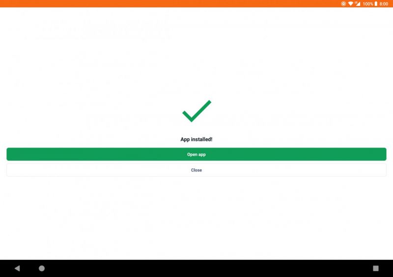 Успешная установка приложения